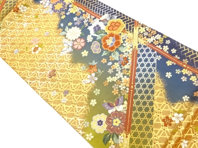 SALE!! JAPANESE FUKURO OBI / WOVEN FLOWERS