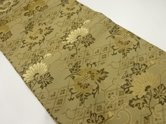 SALE!! JAPANESE KIMONO / ANTIQUE MARU OBI / SILK / WOVEN KIKU ARABESQUE