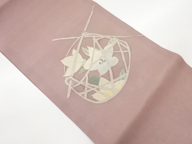 SALE!! JAPANESE NAGOYA OBI FOR SUMMER / WOVEN FLOWERS