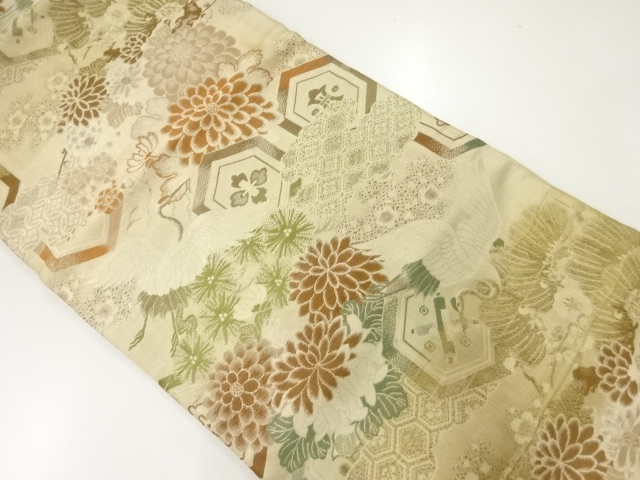 SALE!! JAPANESE KIMONO / ANTIQUE NAGOYA OBI / WOVEN KIKU