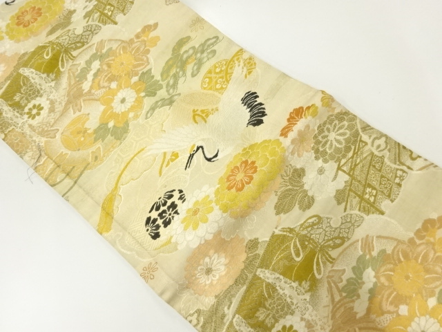SALE!! JAPANESE KIMONO / ANTIQUE NAGOYA OBI / WOVEN CRANE