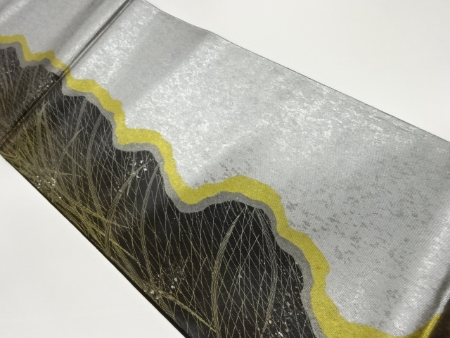 JAPANESE FUKURO OBI / WOVEN ABSTRACT LEAF