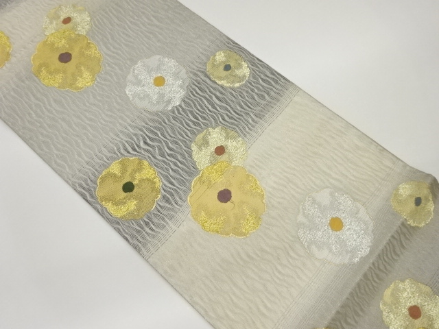 JAPANESE FUKURO OBI / PULP CLOTH / GIN-TOSHI / WOVEN KIKU