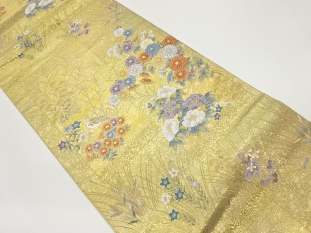 JAPANESE FUKURO OBI / WOVEN FLOWER & BUTTERFLY