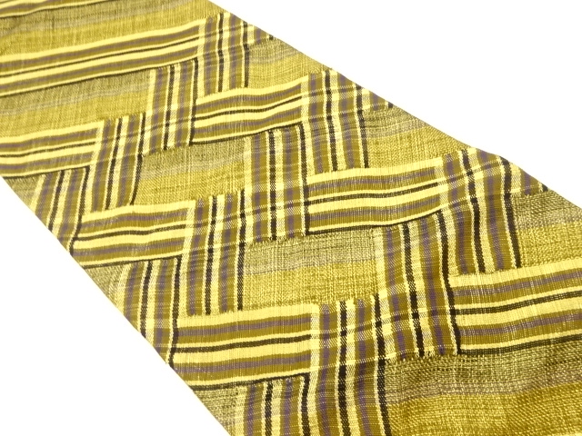 JAPANESE FUKURO OBI / KUMI-ORI / KIN-TOSHI / WOVEN DIAGONAL STRIPE