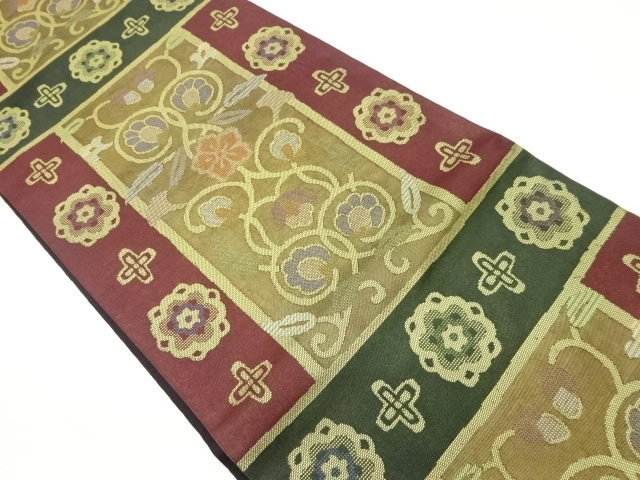 JAPANESE FUKURO OBI / WOVEN FLORAL PLANTS
