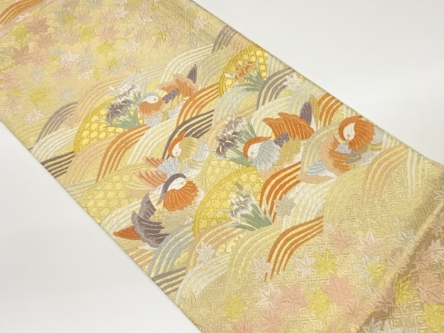 JAPANESE FUKURO OBI / SAGANISHIKI / KARA-ORI / WOVEN MAPLE LEAVES