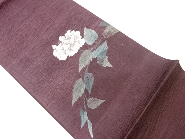 JAPANESE FUKURO OBI FOR SUMMER / WOVEN PEONY