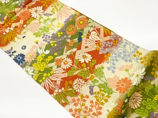 JAPANESE FUKURO OBI / KARA-ORI / WOVEN FLOWERS