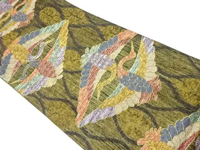 JAPANESE FUKURO OBI / WOVEN CRANES