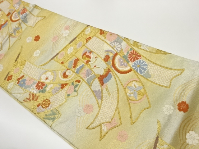 JAPANESE FUKURO OBI / WOVEN FLORAL PLANTS