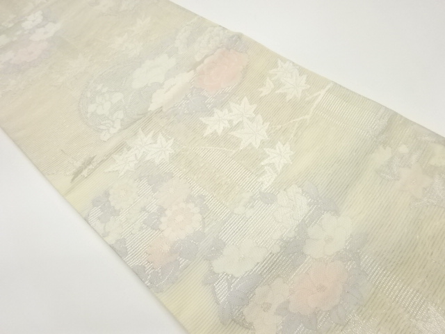 JAPANESE FUKURO OBI FOR SUMMER / TSUZURE / WOVEN FLOWERS