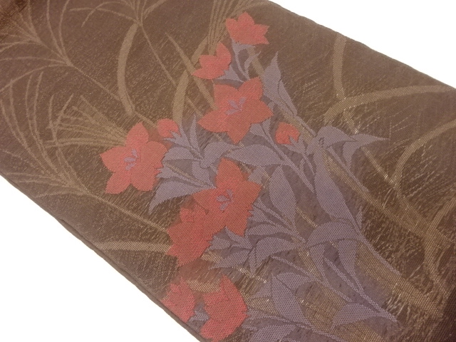 SALE!! JAPANESE FUKURO OBI FOR SUMMER / WOVEN BALLOON FLOWER