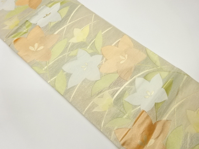 JAPANESE FUKURO OBI FOR SUMMER / WOVEN BALLOON FLOWER