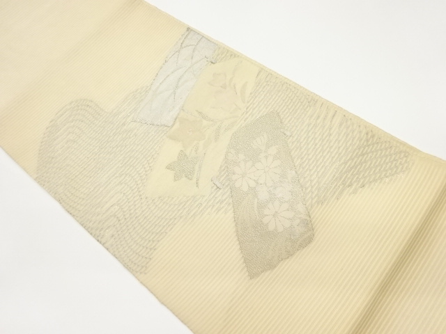 JAPANESE FUKURO OBI FOR SUMMER / WOVEN WAVY STRIPE