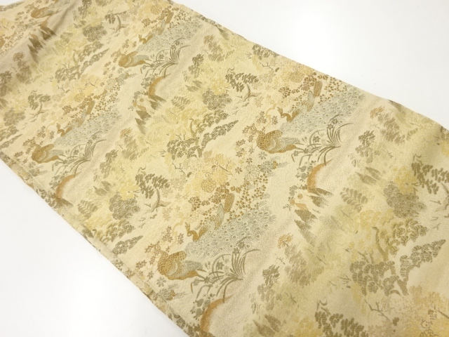 SALE!! JAPANESE KIMONO / ANTIQUE NAGOYA OBI / WOVEN FLOWER & BIRD