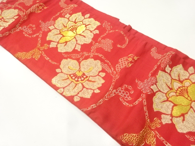 SALE!! JAPANESE KIMONO / ANTIQUE NAGOYA OBI / WOVEN FLOWER ARABESQUE