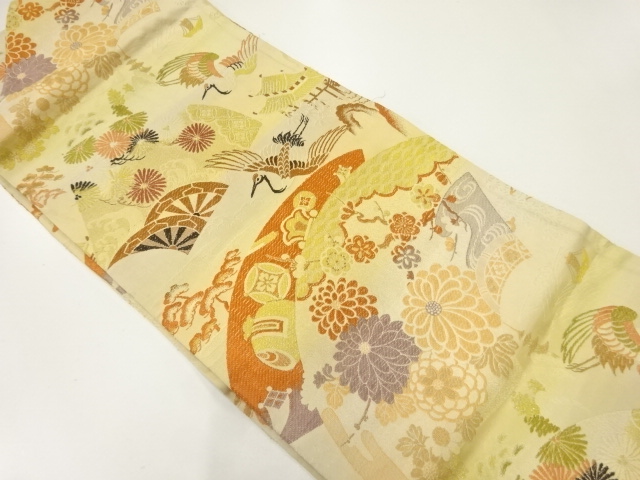 SALE!! JAPANESE KIMONO / ANTIQUE NAGOYA OBI / WOVEN FLOWER & TRESURES