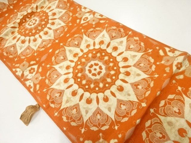 SALE!! JAPANESE KIMONO / ANTIQUE FUKURO OBI / SILK / WOVEN FLOWER CREST