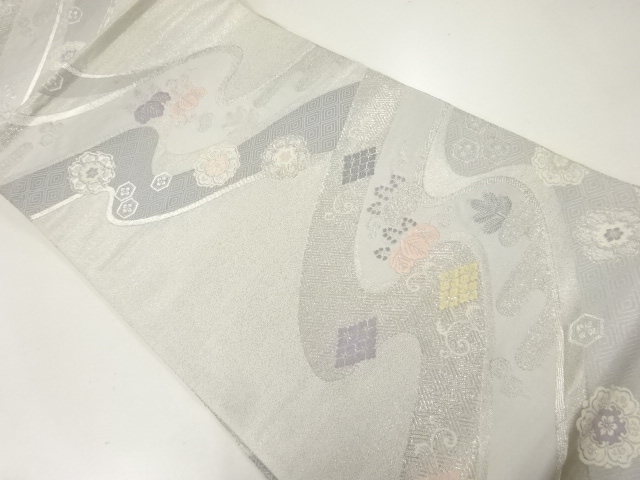 SALE!! JAPANESE KIMONO / ANTIQUE FUKURO OBI / SILK / WOVEN FLOWER