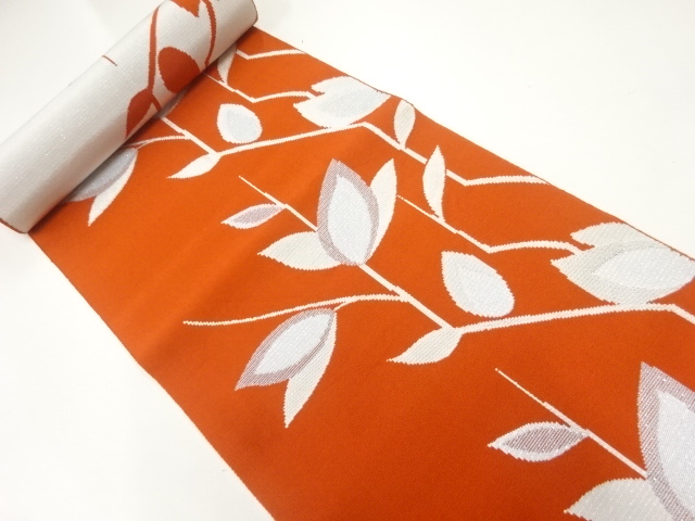 SALE!! JAPANESE KIMONO / ANTIQUE BOLT FOR HASSUN OBI / WOVEN LEAVES