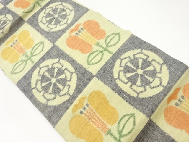 SALE!! JAPANESE NAGOYA OBI / TSUMUGI / WOVEN ABSTRACT CHECKERED