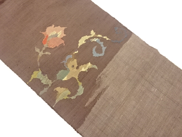 SALE!! JAPANESE NAGOYA OBI / TSUMUGI / WOVEN FLOWER ARABESQUE