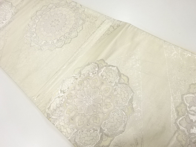 SALE!! JAPANESE KIMONO / ANTIQUE FUKURO OBI / SILK / WOVEN FLOWER CREST
