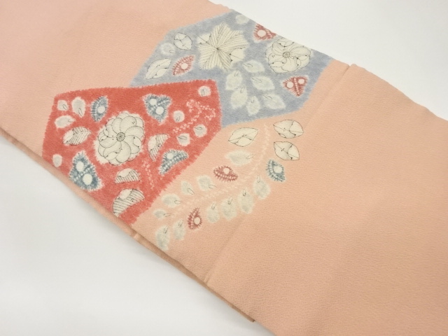 JAPANESE NAGOYA OBI / CHIRIMEN / FLORAL PLANTS