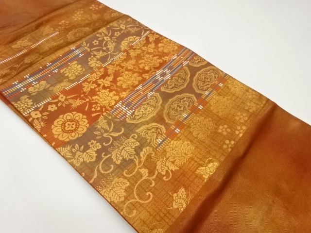 JAPANESE NAGOYA OBI / WOVEN FLOWER CREST