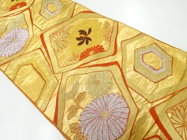 SALE!! JAPANESE KIMONO / ANTIQUE FUKURO OBI / SILK / WOVEN KIKU