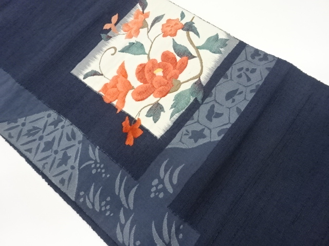 SALE!! JAPANESE NAGOYA OBI / TSUMUGI / WOVEN CAMELLIA