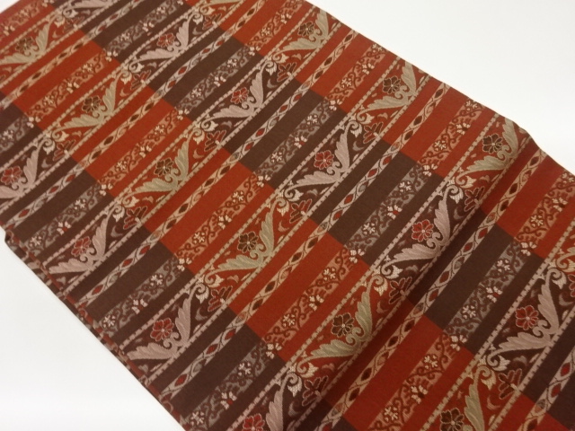 JAPANESE NAGOYA OBI / WOVEN FLOWER ARABESQUE