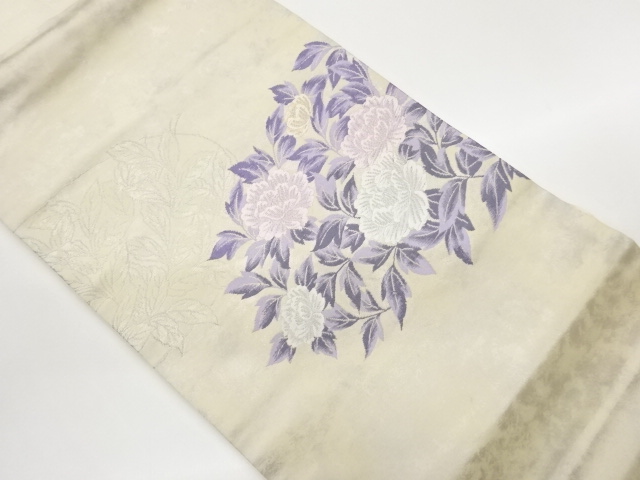 SALE!! JAPANESE NAGOYA OBI / WOVEN PEONY