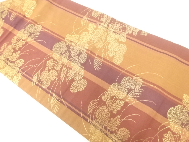 菊模様織出し名古屋帯