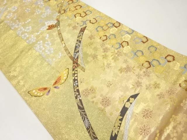 JAPANESE FUKURO OBI / WOVEN SAKURA & BUTTERFLY