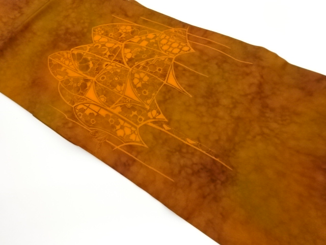 JAPANESE NAGOYA OBI / SHIOZE / HAND PAINTED / FLOWER