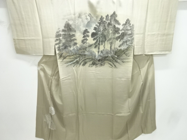 SALE!! JAPANESE KIMONO / ANTIQUE MENS JUBAN / SILK / SCENERY OF TREES