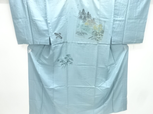 SALE!! JAPANESE KIMONO / ANTIQUE MENS HITOE JUBAN / SILK / WATER MILL & BIRDS