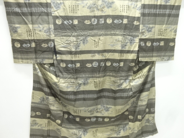 SALE!! JAPANESE KIMONO / ANTIQUE MENS JUBAN / SILK / SCENERY