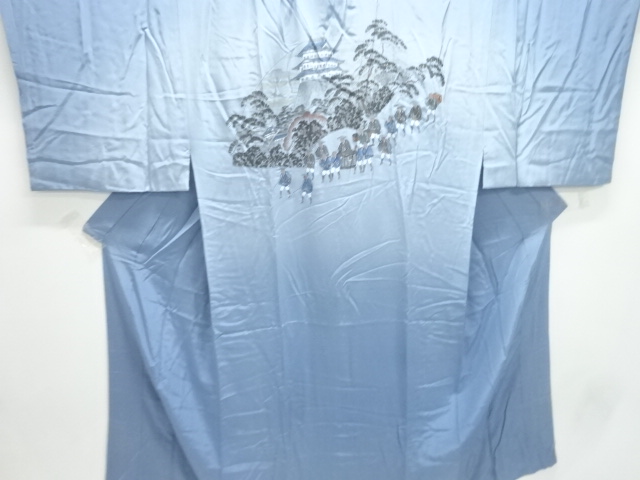 SALE!! JAPANESE KIMONO / ANTIQUE MENS JUBAN / SILK / SCENERY OF CASTLE