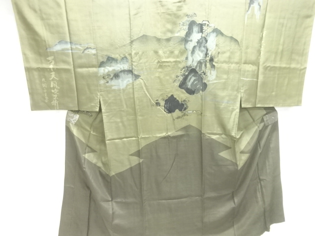 SALE!! JAPANESE KIMONO / ANTIQUE MENS JUBAN / SILK / SCENERY
