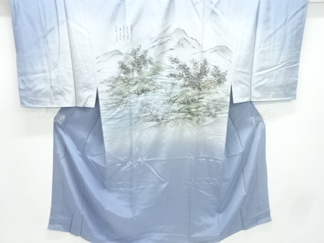 SALE!! JAPANESE KIMONO / ANTIQUE MENS JUBAN / SILK / SCENERY OF LANDSCAPE