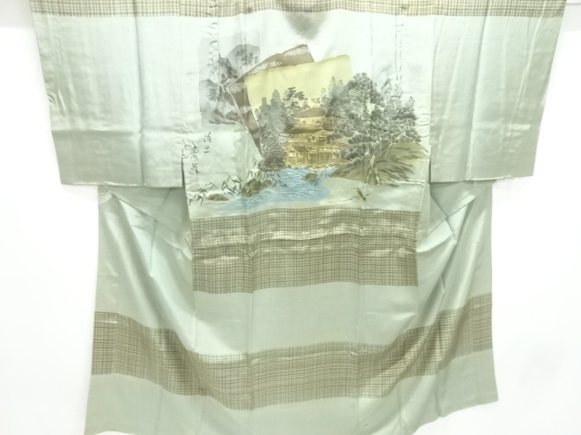 SALE!! JAPANESE KIMONO / ANTIQUE MENS JUBAN / SILK / KINKAKUJI TEMPLE