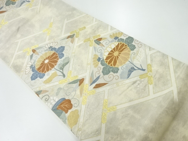 SALE!! JAPANESE FUKURO OBI / WOVEN KIKU ARABESQUE