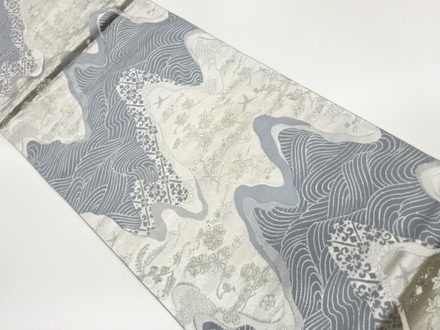 JAPANESE FUKURO OBI / WOVEN FLOWER & BIRD