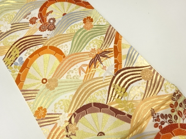 JAPANESE FUKURO OBI / WOVEN WHEEL ON WAVES