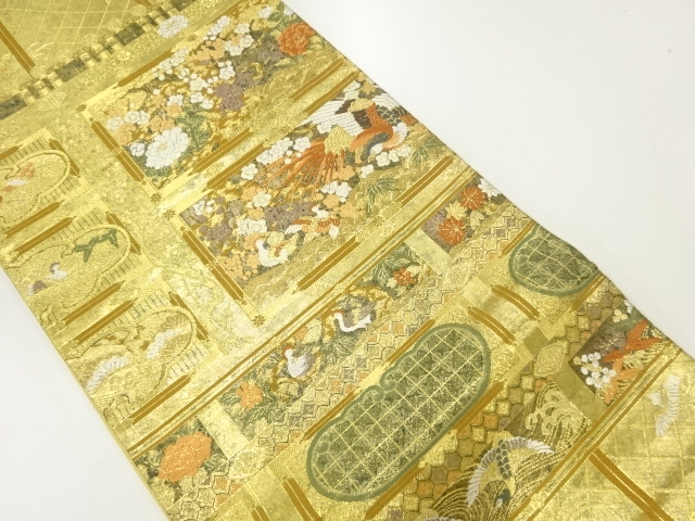 SALE!! JAPANESE FUKURO OBI / WOVEN FLOWER & BIRD