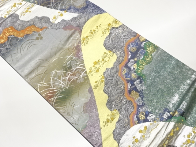 JAPANESE FUKURO OBI / WOVEN FLORAL PLANTS