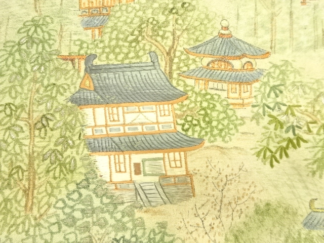SALE!! JAPANESE KIMONO / ANTIQUE NAGOYA OBI / SILK / EMBROIDERY / SCENERY